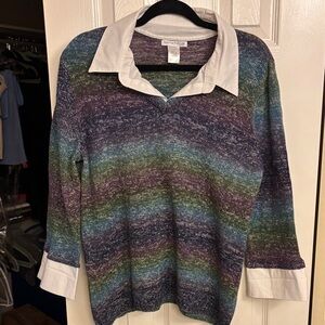 Elegant V-Neck Sweater by Notations - Multicolor